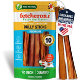 FETCHERONI jumbo bully stick sabor de alta calidad para perros grandes, masticación prolongada.
