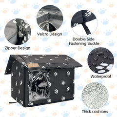 Cueva para gatos Fhiny plegable y cálida para exterior.
