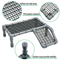 Fhiny diseño huecos plataforma, reduce agua estancada y facilita acceso.
