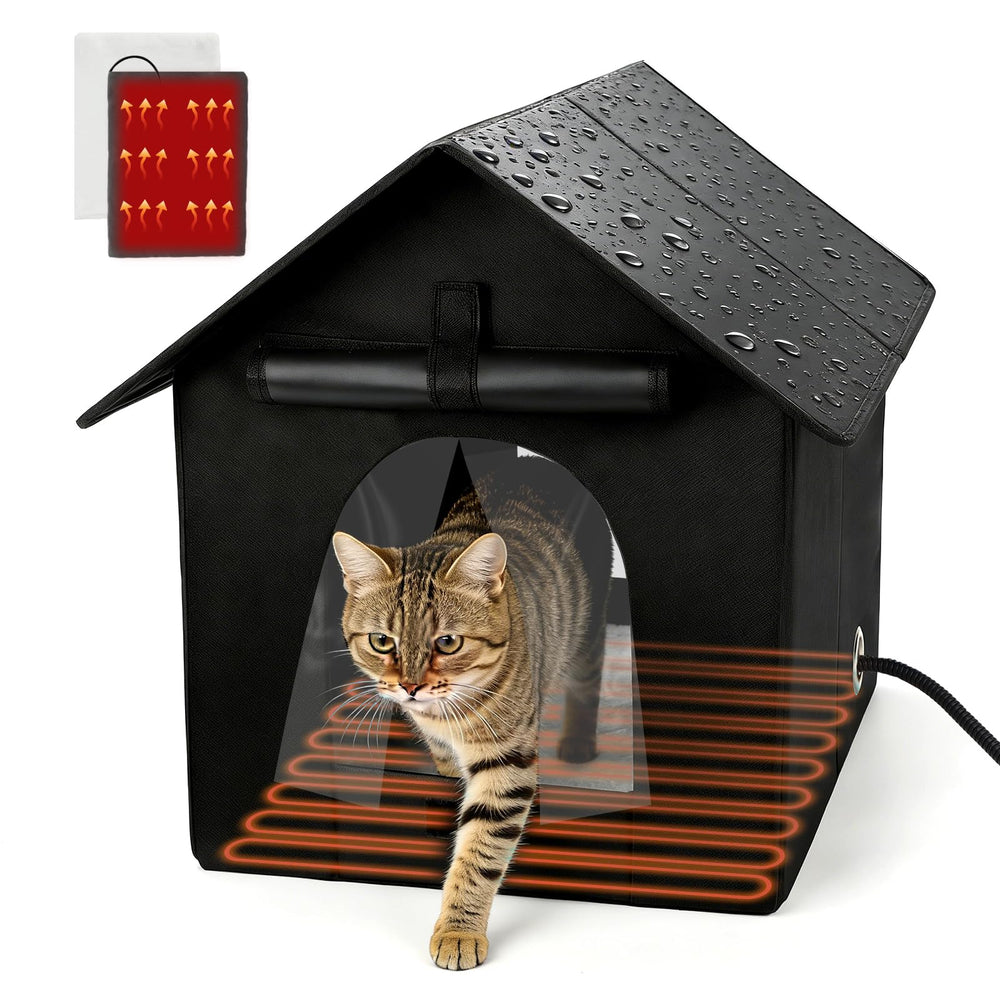 FHTONGE casa para gatos caliente exterior, refugio cálido en invierno.