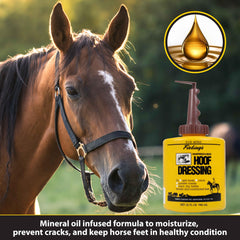 Fiebing's Hoof Oil cuida cascos secos de caballos.