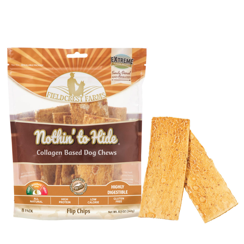Fieldcrest Farms Nothin to Hide Flip Chips, snack natural para masticadores moderados.