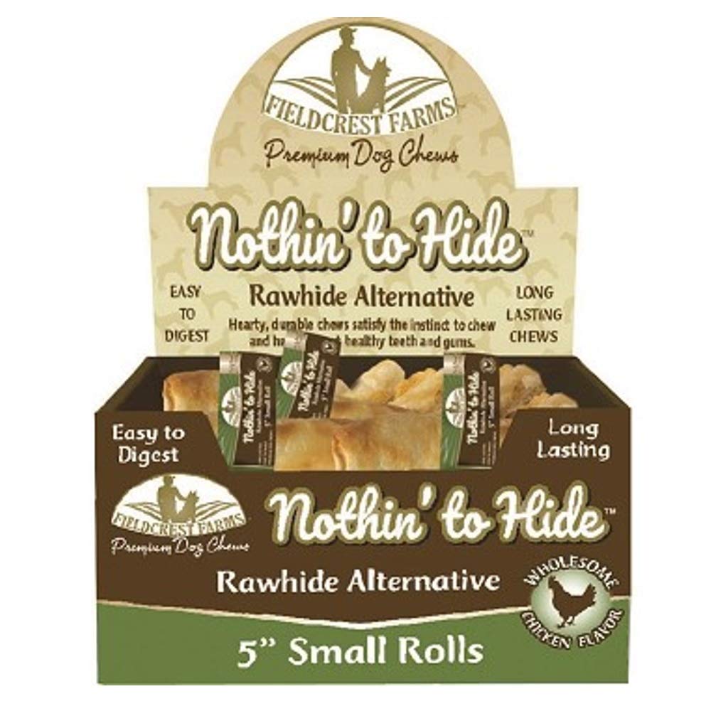 Fieldcrest Farms Nothin' to Hide Rollos de 5 pulgadas, sabor pollo, ideal para masticar y apoyar la digestión