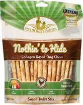 Fieldcrest Farms palitos twist pequeños para perros, masticables que satisfacen el instinto de masticar.