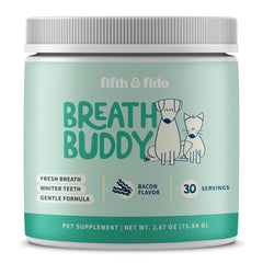 Fifth & Fido polvo dental para perros, aliento más fresco.