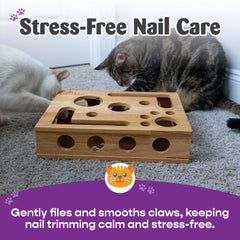 Fig & Friends, caja-enriquecimiento-garras-gato: superficie de rascar para juego interactivo y calma.