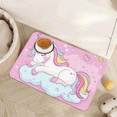 Fiouqine alfombrilla unicornio rosa nuboso para perros, absorbente y protege el suelo