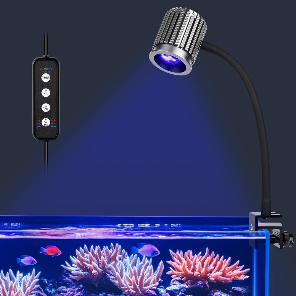 fishkeeper luz con abrazadera para acuario marino de 12W ilumina 24/7