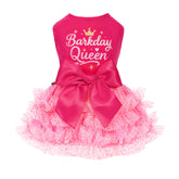 Fitwarm Barkday Queen, vista frontal, vestido elegante para cumpleaños de perros pequeños.
