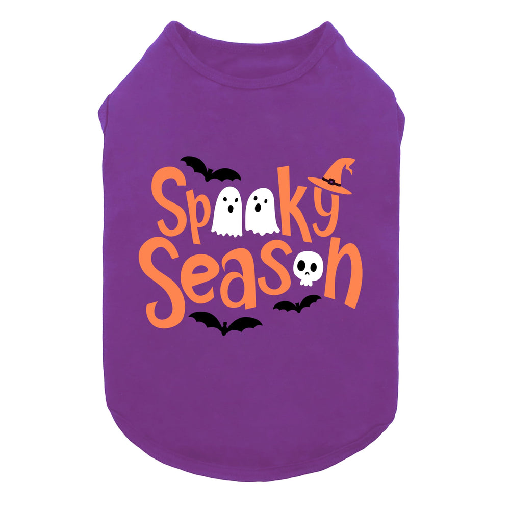 Fitwarm camiseta perro temporada espeluznante con fantasmas y murciélagos, ideal para Día de Brujas