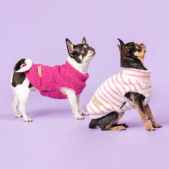 Fitwarm conjunto de dos suéteres para perro con rayas rosadas, versátiles.