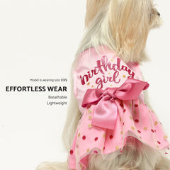Letras brillantes de cumpleaños en rosa en el vestido para perro Fitwarm.