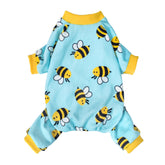 Fitwarm pijama para perro con abeja en azul, ideal para paseos y descansar cómodo.