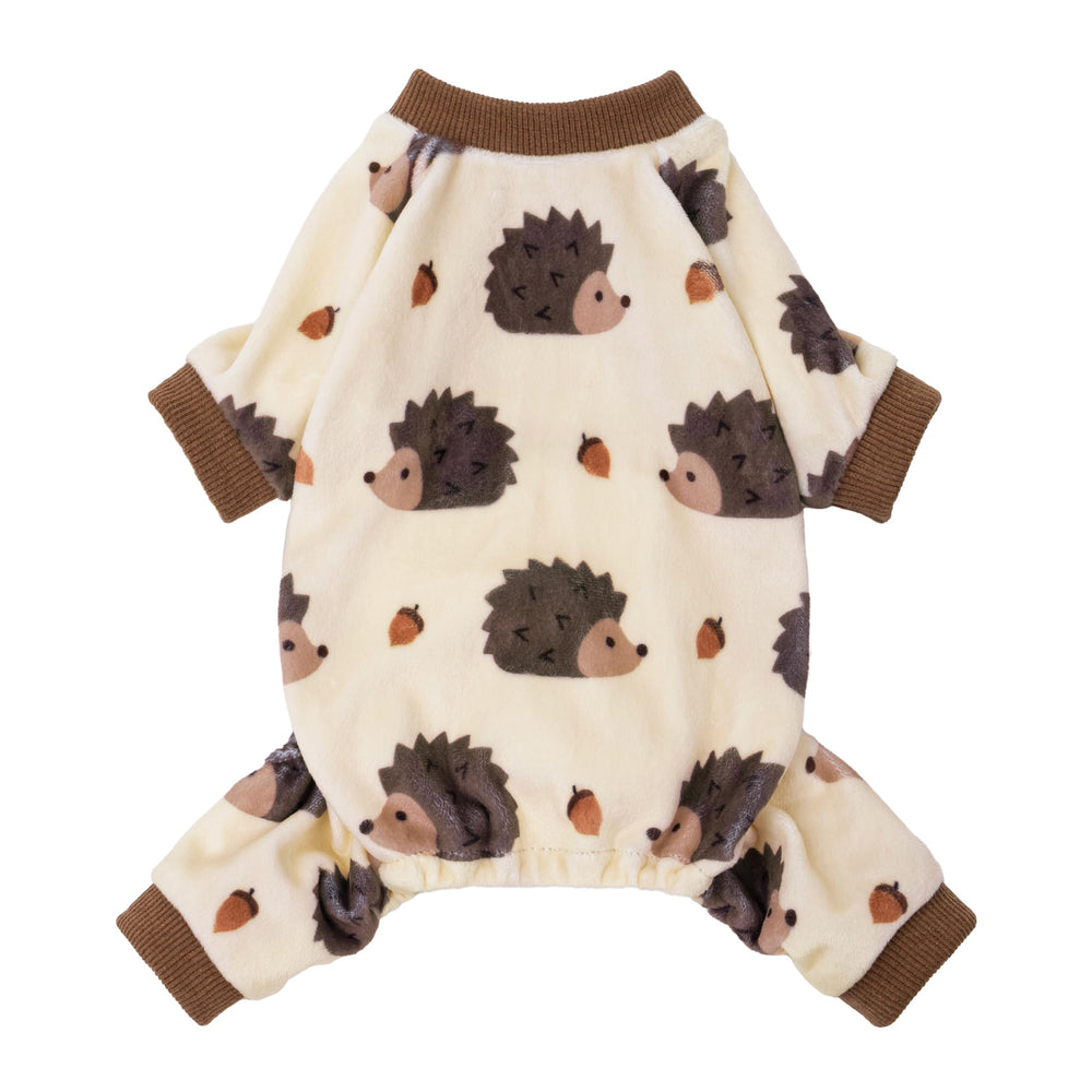 Fitwarm pijama para perros erizo impreso en beige, ideal para frío.