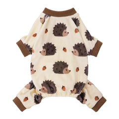 Fitwarm pijama para perros erizo impreso en beige, ideal para frío.