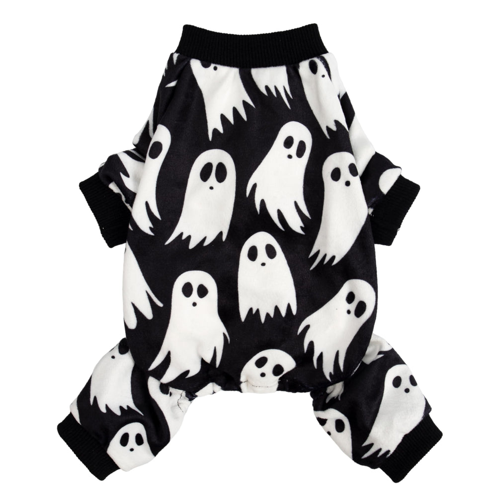 Pijama para perro Fitwarm con fantasma frontal, ideal para fiestas de disfraces y calor suave.