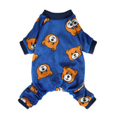 Pijama Fitwarm para perro oso azul, ideal para paseos cómodos en frío.