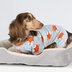 Fitwarm pijama perro zorro divertido mangas y pies gris naranja XXL