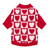 Sudadera Fitwarm para perros con corazones y cuadros, ideal para paseos festivos