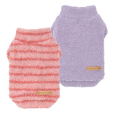 Fitwarm sudadera de felpa rayas rosado-violeta para perros pequeños, ideal para paseos.