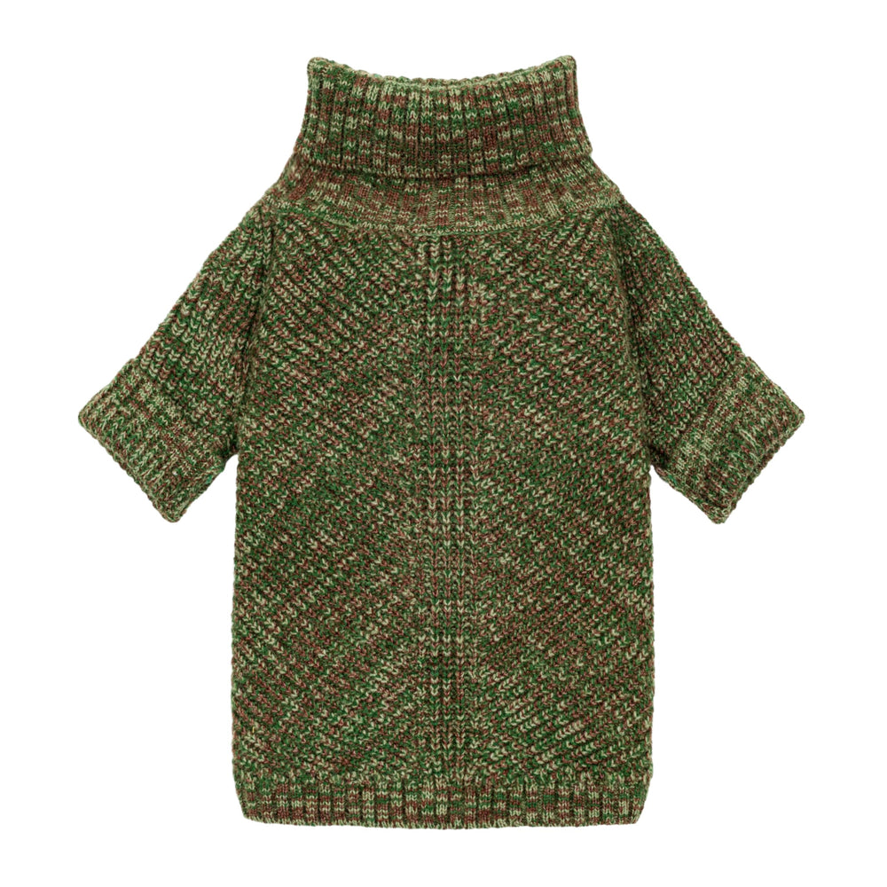 Fitwarm suéter para perro, cuello alto, tejido grueso, color verde jaspeado.