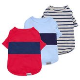 Fitwarm conjunto de tres camisetas color block para perros pequeños y gatos, cómodo.