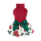 Vestido Fitwarm para perro pequeño con poinsettia, cálido y festivo.