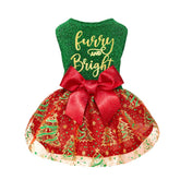 Vestido navideño de Fitwarm, tule brillante, vista frontal, ideal para fotos festivas.