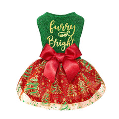 Vestido navideño de Fitwarm, tule brillante, vista frontal, ideal para fotos festivas.