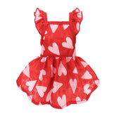 Vestido Fitwarm para perro con corazones rojos, ideal para salidas y fotos.