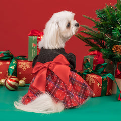 Fitwarm corpiño negro brillante, vestido de gala para perros.