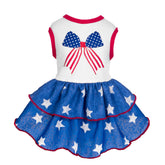 Vestido patriótico para perros Fitwarm, frente con lazo, ligero y cómodo