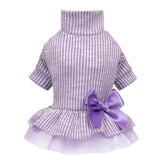 Vestido Fitwarm con cuello y tul morado para perro pequeño, elegante.