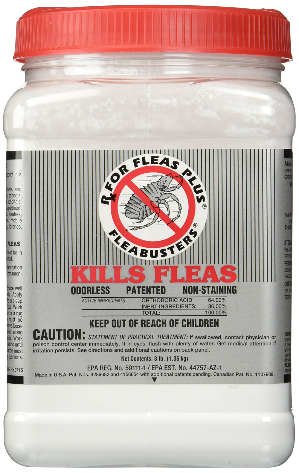 Fleabusters RX Fleas Plus, envase de 3 libras para tratamiento de alfombras y zócalos