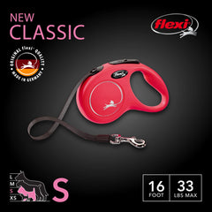 Flexi New Classic: mango ergonómico rojo para un agarre cómodo durante paseos.