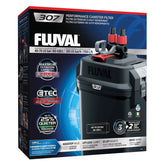 Fluval 307, filtro canister visto de frente, rendimiento robusto para acuarios grandes.