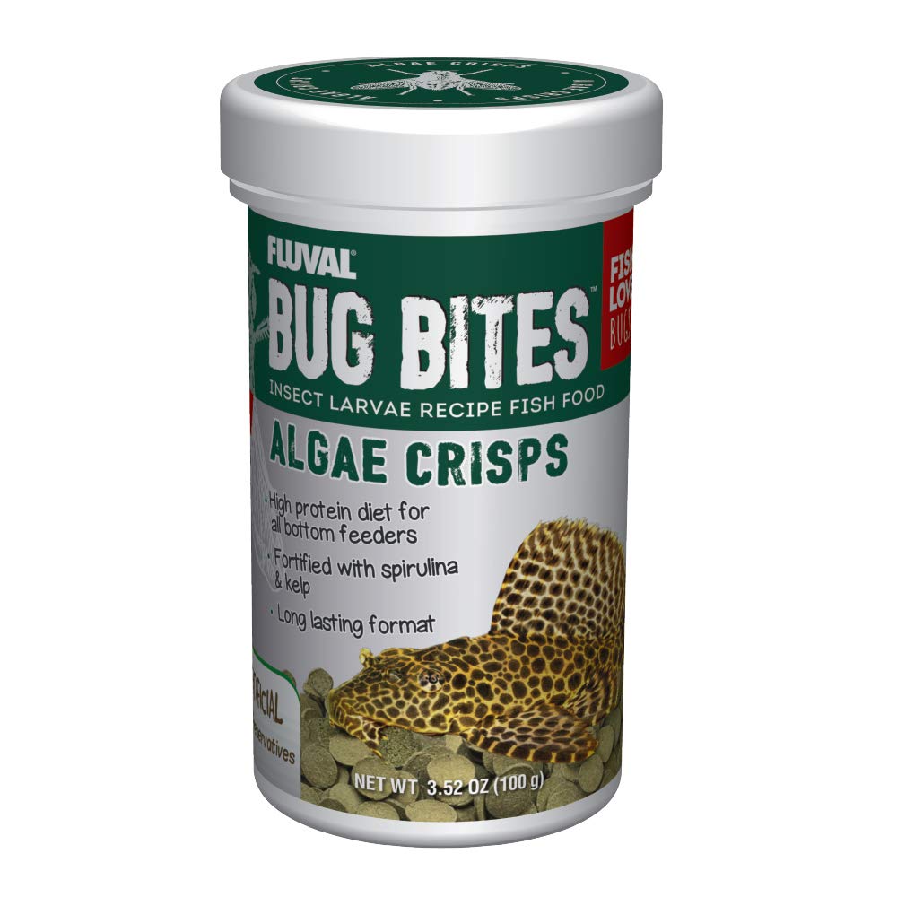 Fluval Bug Bites crisps algas para peces de fondo, nutrición equilibrada.