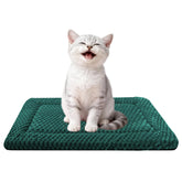 Fogkiss cama para perro caja reversible verde frontal, descanso estable dentro de la jaula