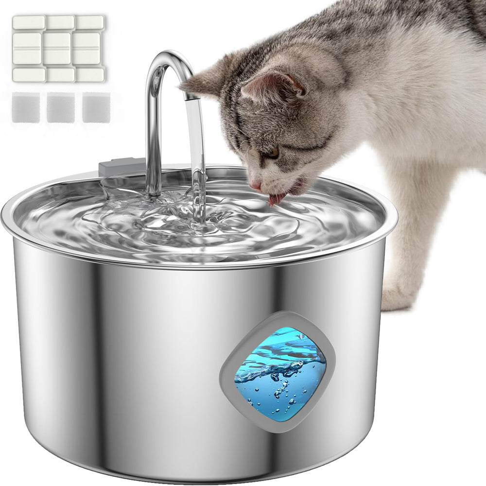 FOOPOMARY fuente de agua de acero inoxidable, higiene superior para mascotas.