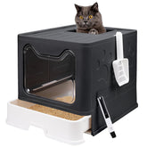 Fophop Bandeja de arena para gato plegable con tapa, fácil de guardar.