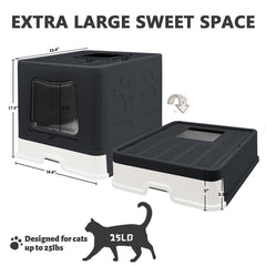 Caja de arena XL de Fophop con entrada frontal y salida superior para uso diario.