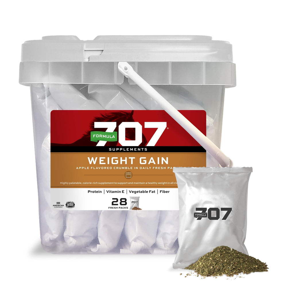 Formula 707 Suplemento para peso en caballos: paquetes diarios para aporte calórico agradable.