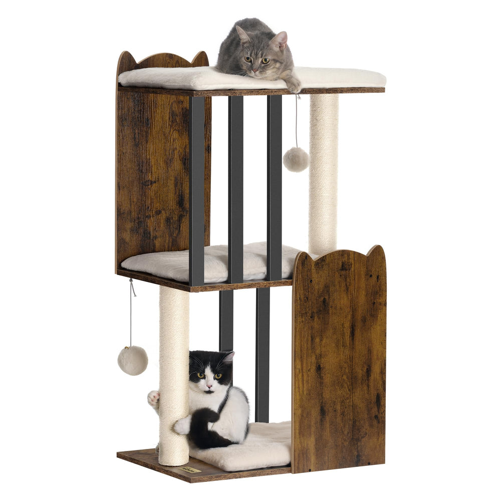 FourFurPets árbol de tres niveles para gatos: trepar y observar desde altura.