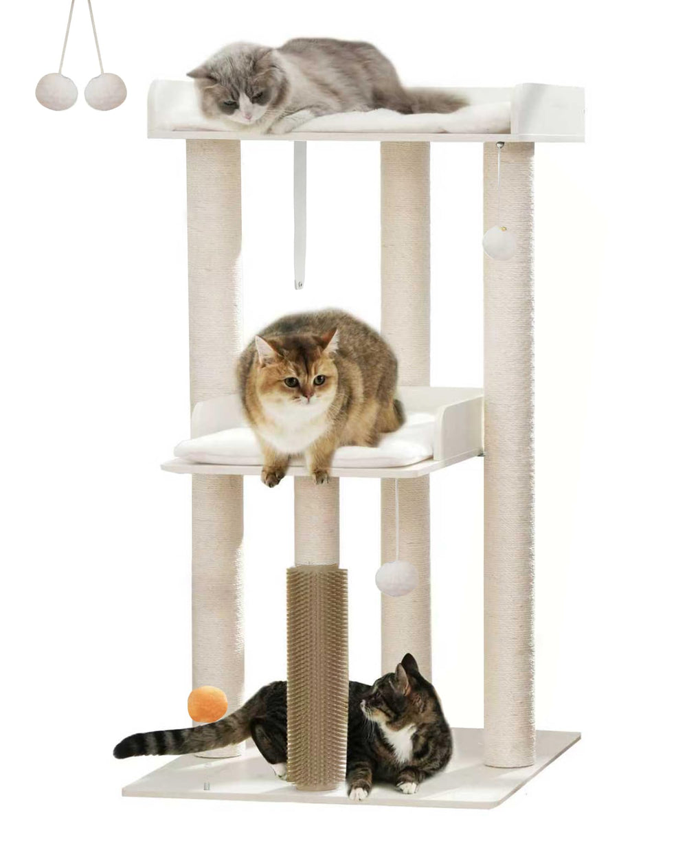 FourFurPets arbol-gatos moderno ofrece amplio descanso para un gato adulto.