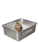 FOXORU dos cajas de arena de acero inoxidable para hogares multi-gato, duraderas y prácticas