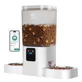 Frienhund alimentador automático para gatos con dos platos y espacio cómodo para cada mascota.