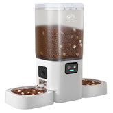 Frienhund bebederos automático para gatos con dos cuencos, ideal para comer juntos.