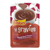 Friskies Lil' Gravies roast beef, saco 1.55 oz, ideal como topping húmedo para comida seca.