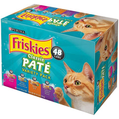 Friskies Pate Clásico, pack de variedad para gatos, fácil de servir cada comida.