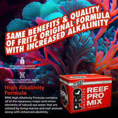 FritzPRO RPM High Alk bolsa roja mostrando la mezcla para acuarios marinos